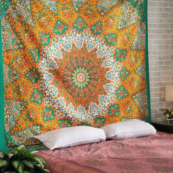 Star Mandala Tapestry Queen Size Wall Hanging Bedspread Dorm Decor Hippie Boho Handmade Psychedelic Tapestries Decor