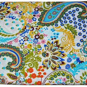 white paisley print Indian Floral Hand Block Printed 100% Cotton Cloth, Fabric by 5 Yard, Fabric for Curtains Pillows Dress Making Fabric