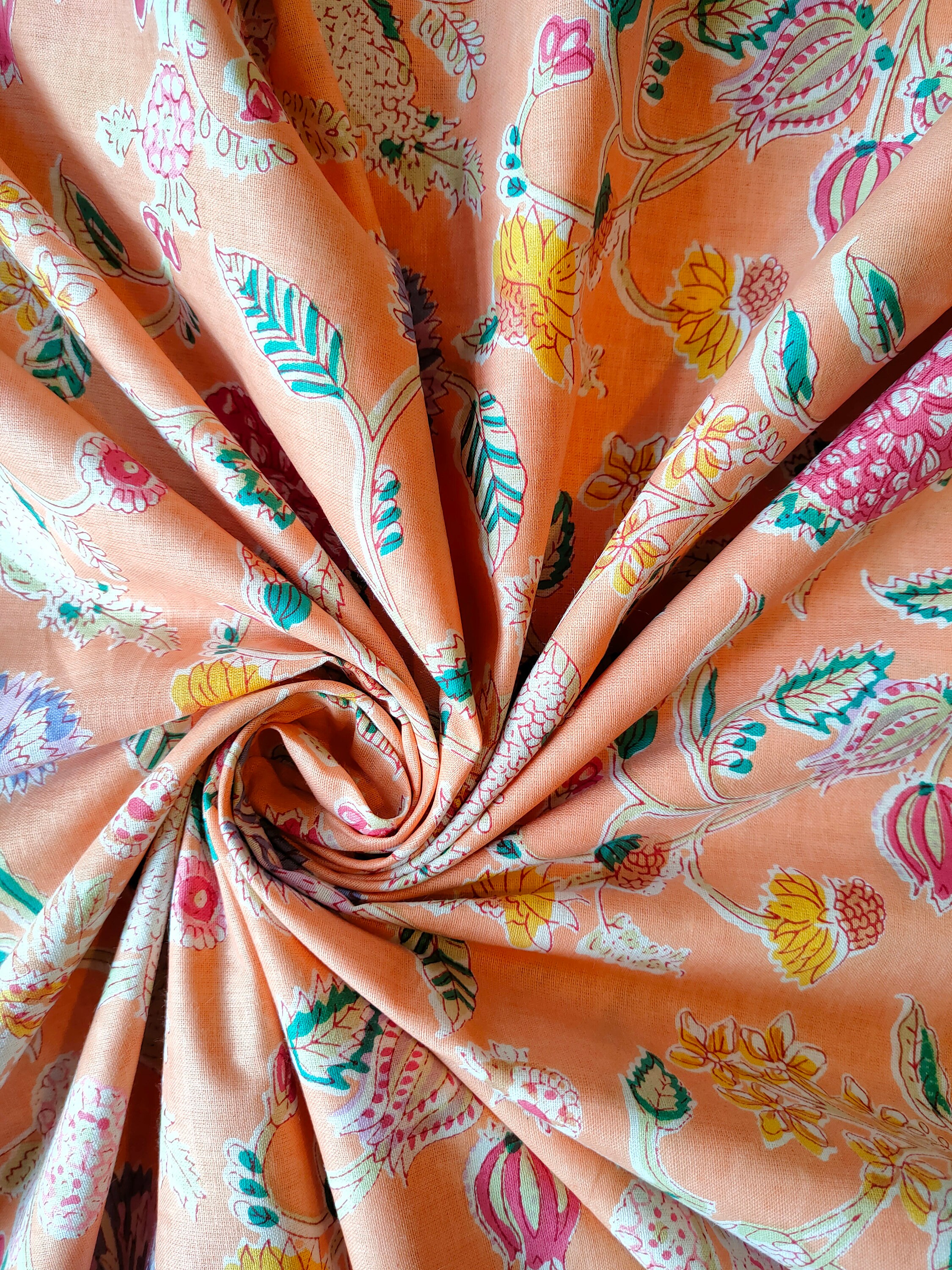 Indian Cotton Fabric Summer Dresses Hand Block Print Boho Etsy UK