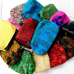 Wholesale lot, Indian Cotton Floral Hand Block Print Toiletry Bag,Travel bag,Make up Pouch,Quilted Wash Bag,Shaving Kit, Vanity Case