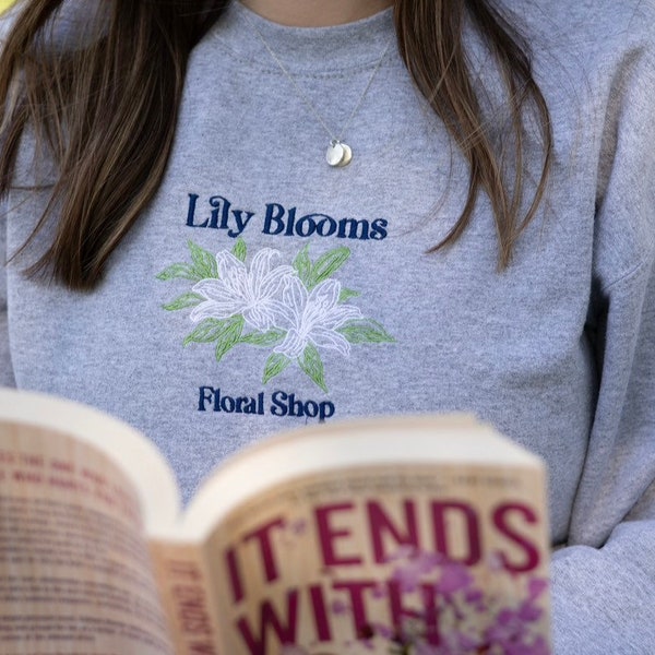 Lily Blooms Floral Shop geborduurd unisex sweatshirt