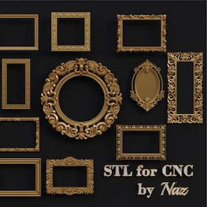 15 modèles STL : miroirs CNC et cadres photo (téléchargement numérique)