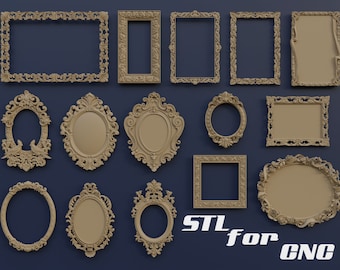 15 STL Frames file Collection for CNC machine | Blender 3dsMax 3D Printing Decorative wall Mirror/Photo Frame set of 15 | Collection 01