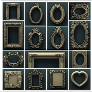 3D Artcam Relief and STL file for CNC machine | Decorative Wall Frames collection of 15