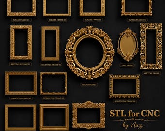 15 Frame STL Designs: CNC Mirror & Photo Frames (Digital Download)