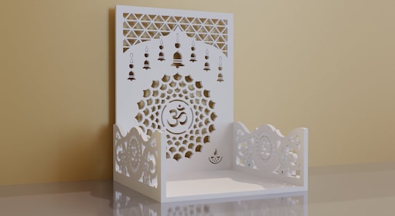 Mandir with Om design for Home and Office | Temple design cutting pooja room Jali | CNC Laser Cutting Design EPS DXF Ai | File code- B2M6