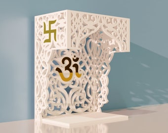 Mandir design for Home Pooja Room | Temple for Home Prayer Room | Mandir with Om and Swastik | CNC Laser Cutting mandir Files
