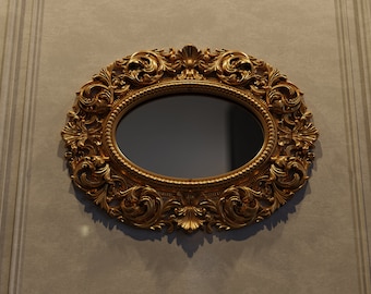 3D Antique Mirror Frame STL File | CNC Carving Design