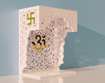 CNC Laser Cut Mandir Design: Home Temple with Om & Swastik (Digital Download)