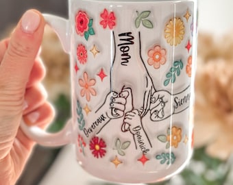 Personalized Mom floral coffee mug Mom Gifts with Kids Names Mothers Day Gifts from Children