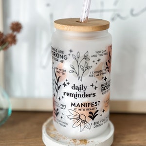 Rappels quotidiens gobelet en verre affirmations tasse en verre 16 oz cadeau affirmations quotidiennes gobelet cadeau pour son meilleur ami gobelet cadeau santé mentale