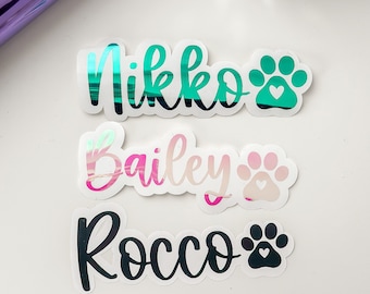 Decals for Dog Food Bowl Vinyl name Decal Water bowl Decal Dog Name Treats container Paw print Sticker Food bowl Pet Decal Cat Name Stickers