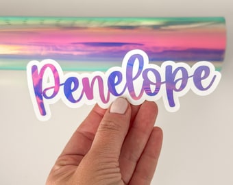Custom Name Vinyl Decal Sticker Laptop Notebook Car sticker Vinyl decal Penelope Font Stickers for School Journal