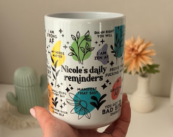 Personalized Daily Reminders Color Mug Daily Affirmations 15oz mug gift for her best friend tumbler Mental health giftful mug Coffee Mug