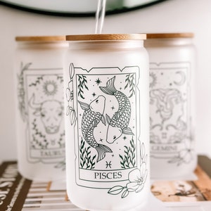Zodiac sign Glass coffee Tumbler zodiac personalized birthday gift for best friend Astrology gift Celestial Moon Gifts Christmas Zodiac gift