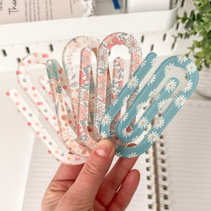 Office Geschenk Lehrer Geschenk Jumbo Büroklammern für Planer Accessoires Acryl Lesezeichen Accessoire Leseratte Lehrer Wertschätzung Geschenk Floral