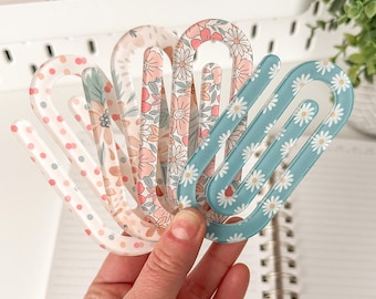 Office Gift Teacher Gift Jumbo Paper clips for Planner accessories Acrylic Bookmark Accessories Bookworm Teacher Appreciation Gift Floral