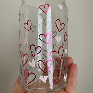 Valentine’s Day Beer can, Soda glass can, Confetti hearts cup, Iced coffee glass cup, Valentines love gifts image 3