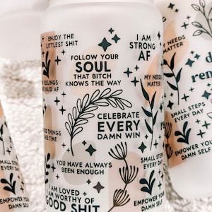 Daily Reminders Glass tumbler Affirmations Glass cup 16oz Daily affirmations tumbler gift for her best friend tumbler Daily Manifestation
