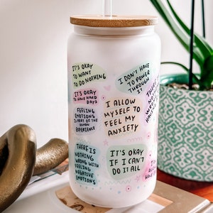 16oz Glass Tumbler - Mental Health Awareness Design: It's OK to Have a Mental Breakdown