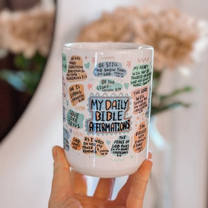 Bible affirmation Coffee mug 15oz  Daily affirmations mug gift for her best friend tumbler Mental health awareness Religious gifts Mug gift
