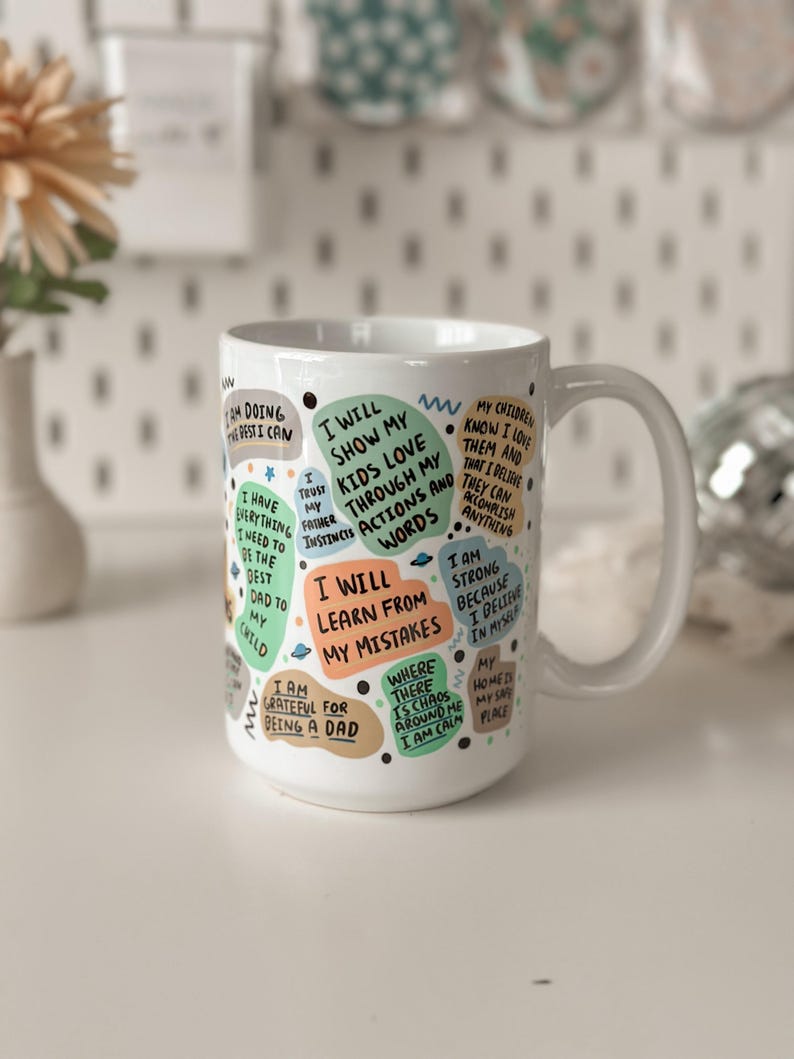 Dad Daily Affirmation coffee mug Giftful mug Best Dad Ever 15oz Ceramic Coffee cup Fathers Day Gifts for Dad Positive Cup Dad Birthday Gift