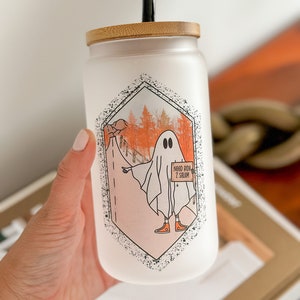Halloween home decor iced coffee glass tumbler Take me to Salem Halloween spooky glass Tumbler Autumn gifts Halloween gift Spooky Ghost