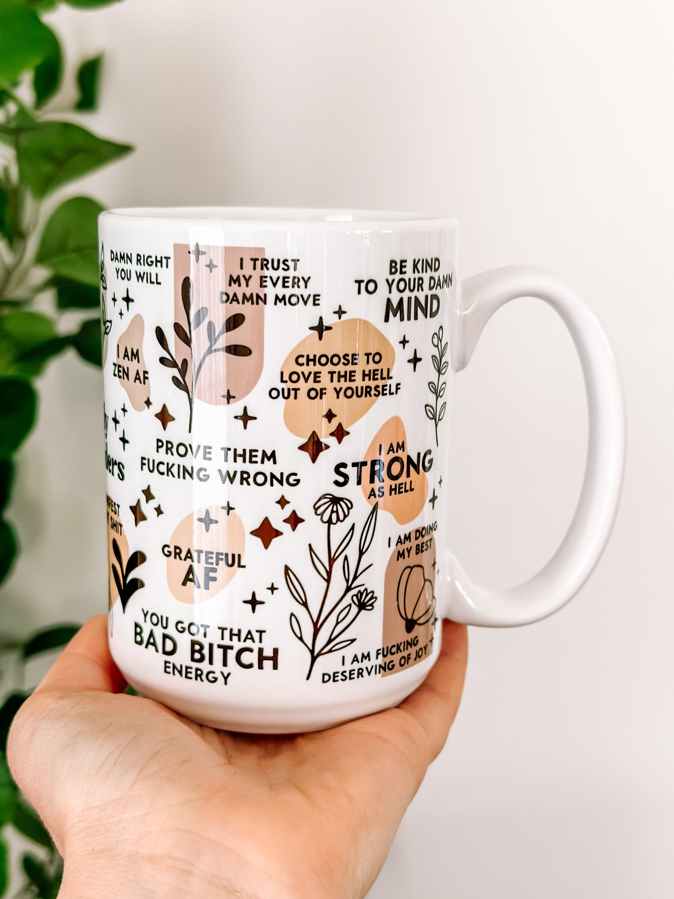 Mental Health mug Daily Affirmations Glass cup 15oz  Daily affirmations mug gift for her best friend tumbler Mental health giftful mug