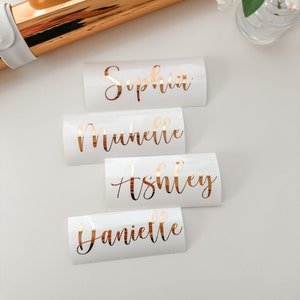 Pegatinas de boda personalizadas, calcomanías de vinilo cromado con nombre, calcomanías para despedida de soltera, etiquetas para vasos, bolsas de regalo, etiquetas para regalo de despedida de soltera