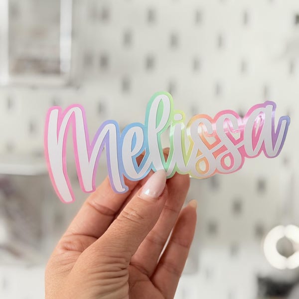 Custom Name Vinyl Decal Layered Stickers For Water bottle Laptops stickers  Back to school holographic name