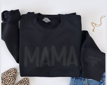 Aangepaste Mama Sweatshirt met kindernaam op mouwen, verjaardagscadeau voor moeder, nieuwe moeder cadeau, Moederdag cadeau, cool moeder sweatshirt, bladerdeegletters