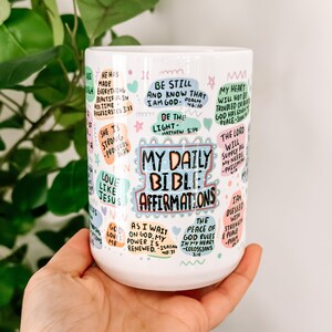 Bible affirmation Coffee mug 15oz  Daily affirmations mug gift for her best friend tumbler Mental health awareness Religious gifts