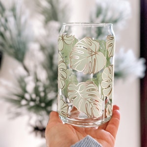 Monstera Leaf Beer Can Glass, Iced Coffee Glass Can, Beer Can Glass