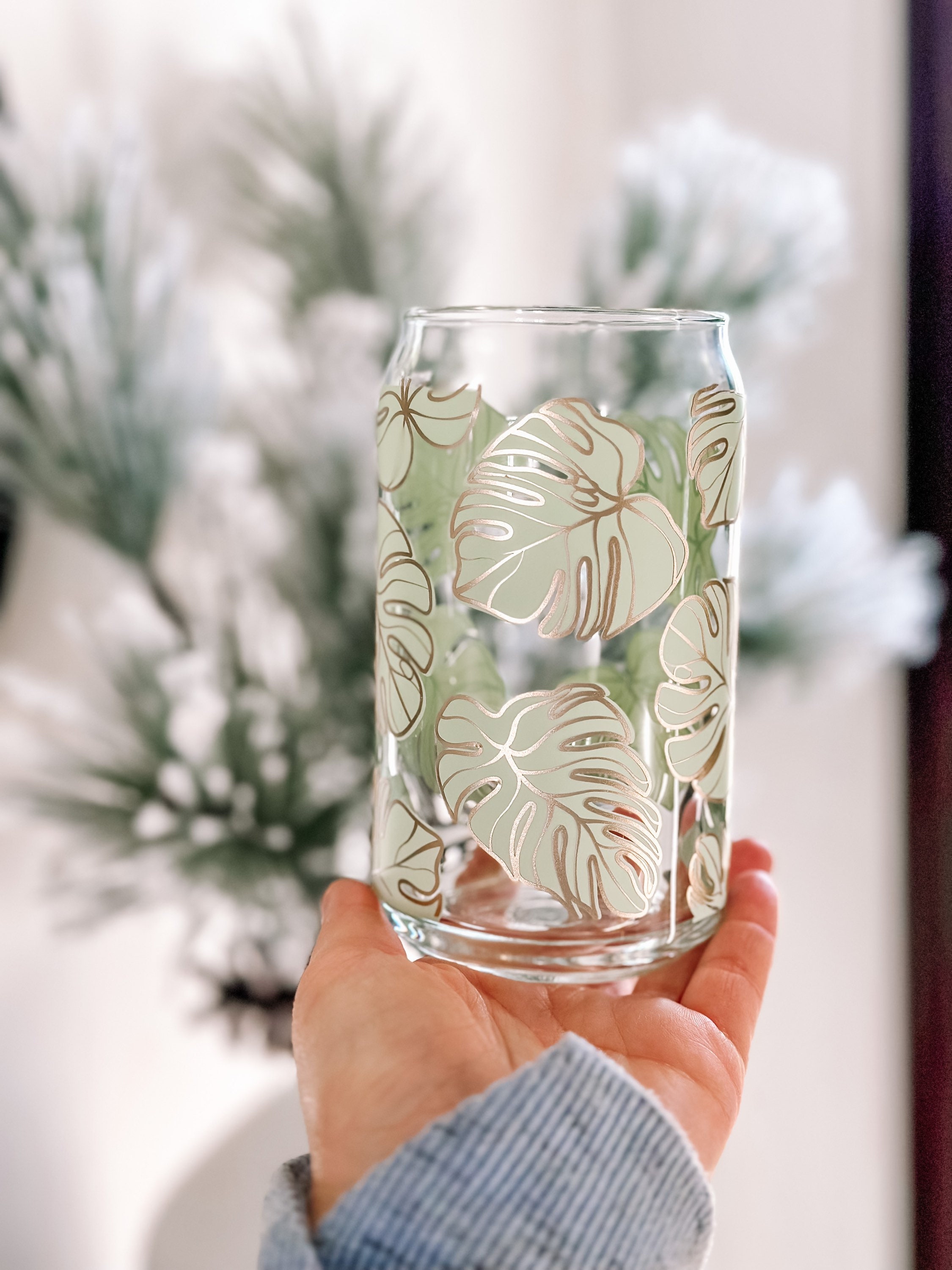 Monstera Glass Can Cup – Dahlia Designs