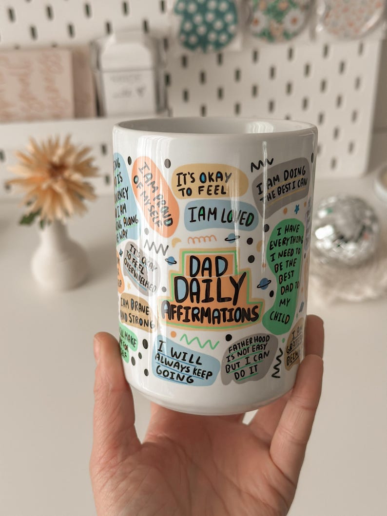 Dad Daily Affirmation coffee mug Giftful mug Best Dad Ever 15oz Ceramic Coffee cup Fathers Day Gifts for Dad Positive Cup Dad Birthday Gift