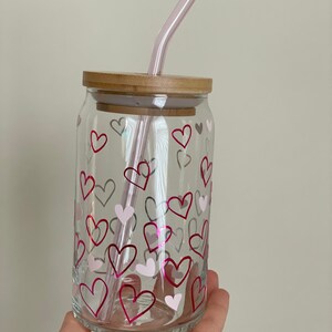 Valentine’s Day Beer can, Soda glass can, Confetti hearts cup, Iced coffee glass cup, Valentines love gifts image 4