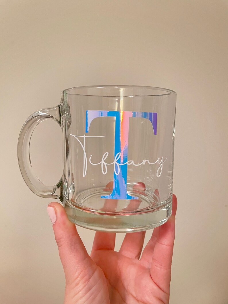 Personalized Glass Mug Glass Mug With Name Monogram Glass Etsy