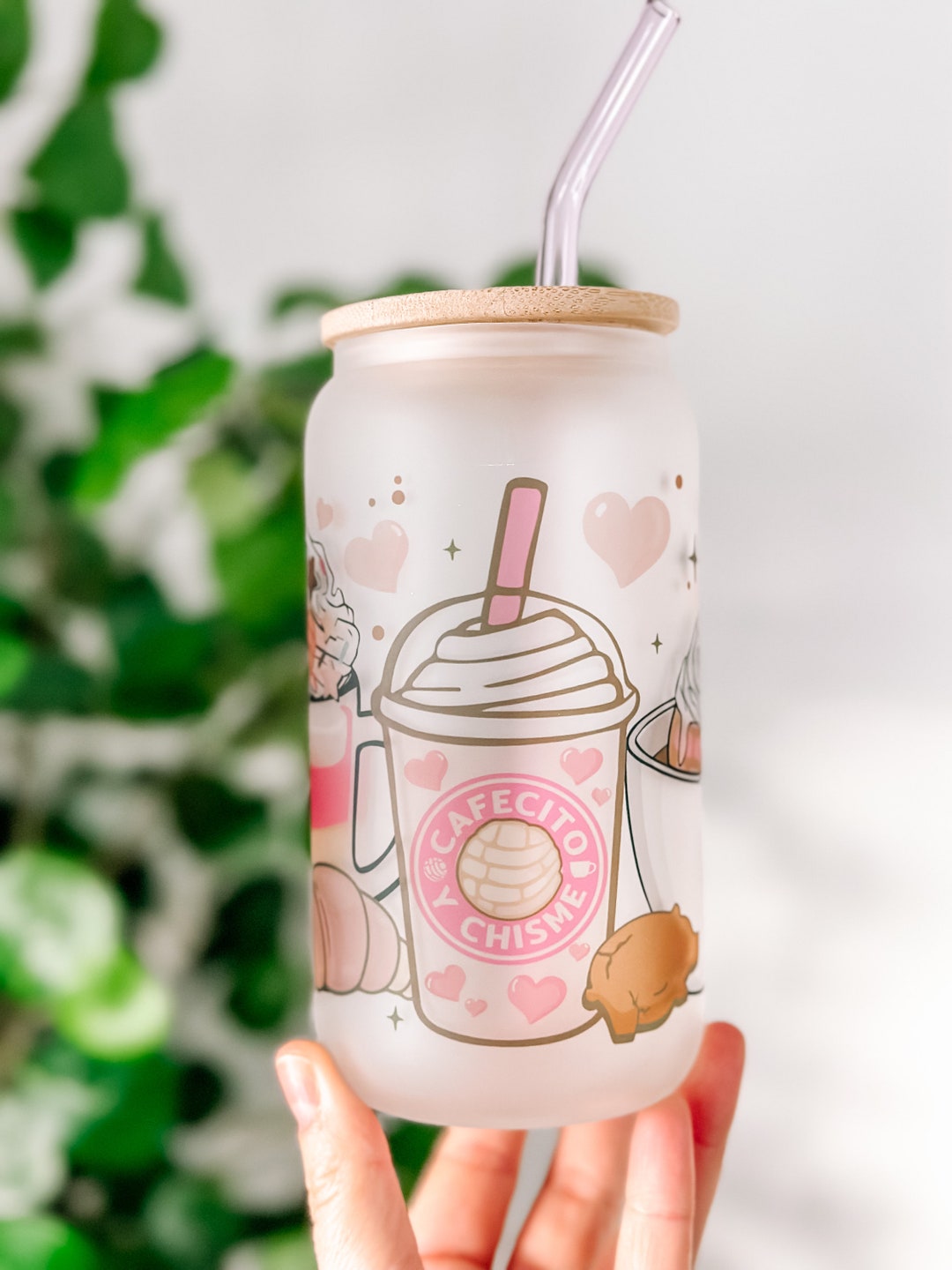 Cafecito Y Chisme Glass Cup, Gift for Her, Best Friend Tumbler,iced