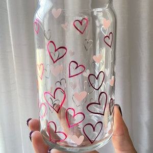 Valentines Day Beer Can, Soda Glass Can, Confetti Hearts Cup, Iced ...