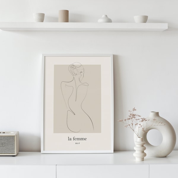 la femme Framed Modern Art Print, Minimal Art Print, Abstract Art Print, One Line Drawing