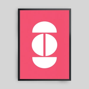 Geometric Pink II Framed Modern Art Print, Minimal Art Print, Abstract Art Print, One Line Drawing