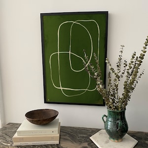 Linework in Green Framed Modern Art Print, Minimal Art Print, Abstract Art Print, Framed Art Print