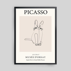 Le Chat Framed Modern Art Print, Minimal Art Print, Abstract Art Print, Framed Art Print
