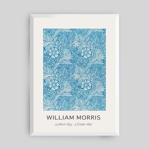 Blue Marigold, William Morris, Framed Modern Art Print, Minimal Art Print, Abstract Art Print, Framed Art Print
