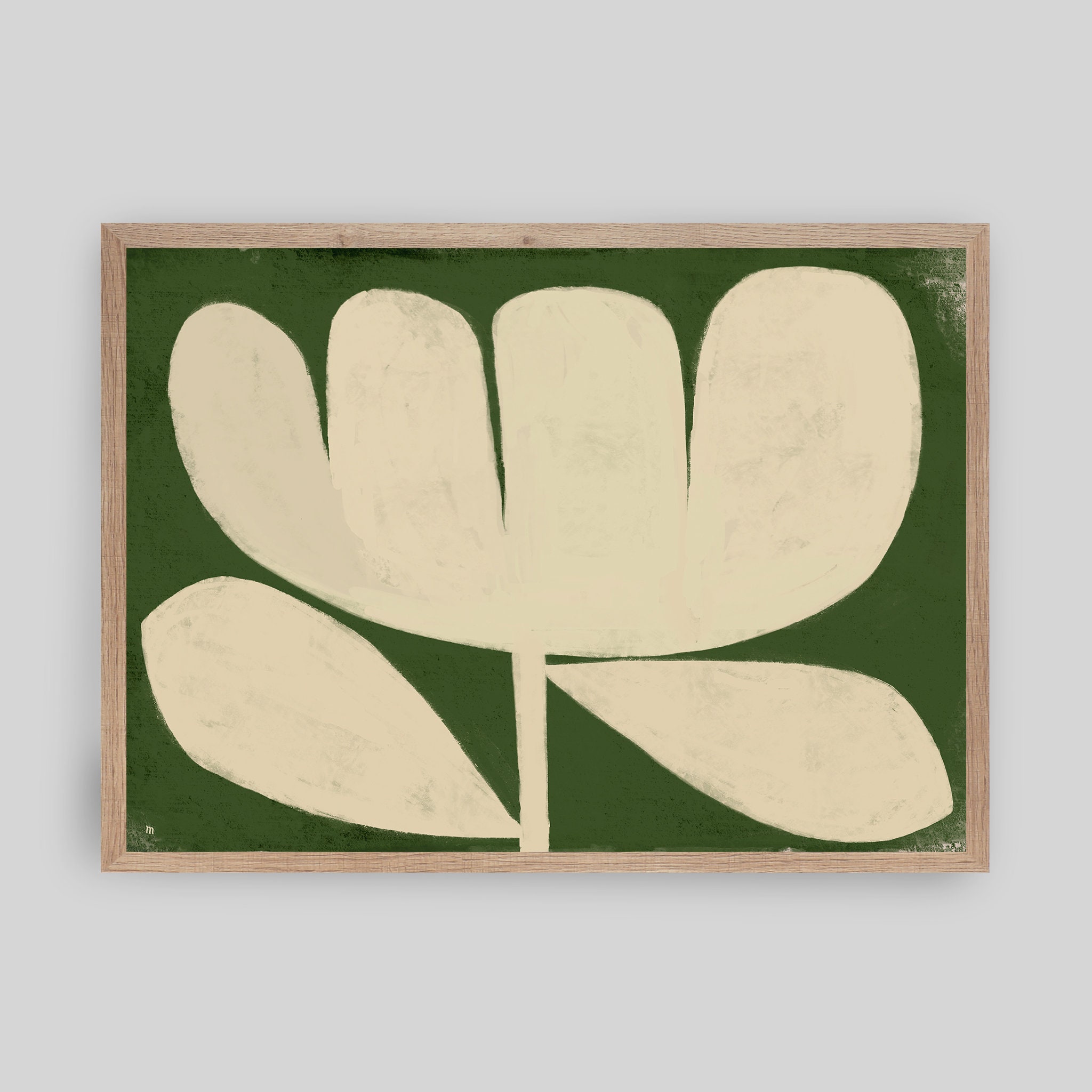 Flower on Green Framed Modern Art Print, Minimal Art Print, Abstract ...