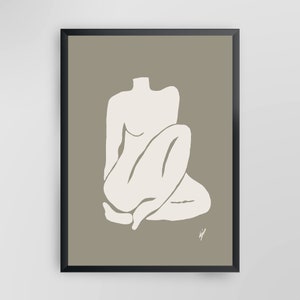 Femme I Taupe Framed Modern Art Print, Minimal Art Print, Abstract Art Print, Framed Art Print