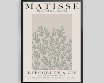 Matisse Cut Outs Sage Framed Modern Art Print, Minimal Art Print, Abstract Art Print, Framed Art Print