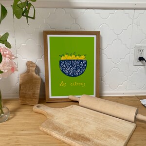 Les Citrons Framed Modern Art Print, Minimal Art Print, Abstract Art Print, One Line Drawing
