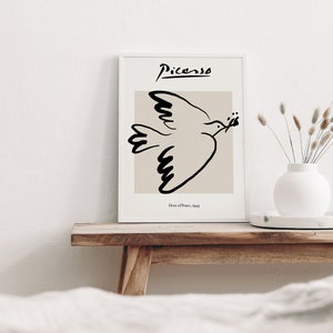 Dove of Peace Picasso Framed Modern Art Print, Minimal Art Print, Abstract Art Print, Framed Art Print