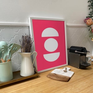 Geometric Pink I Framed Modern Art Print, Minimal Art Print, Abstract Art Print, One Line Drawing